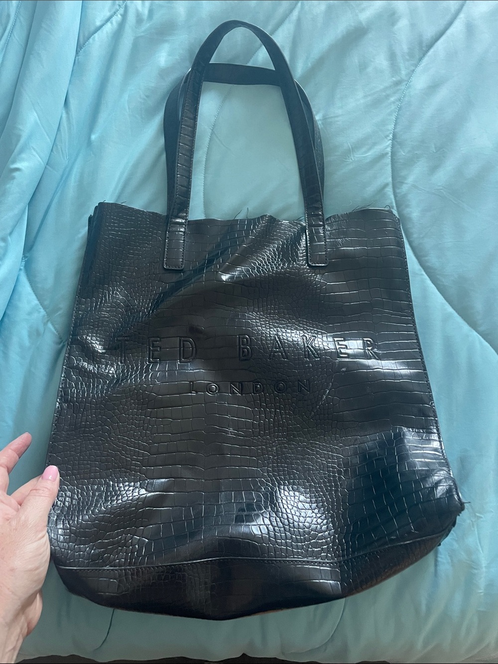 Ted Baker Black Croc-Embossed Shopper Tote